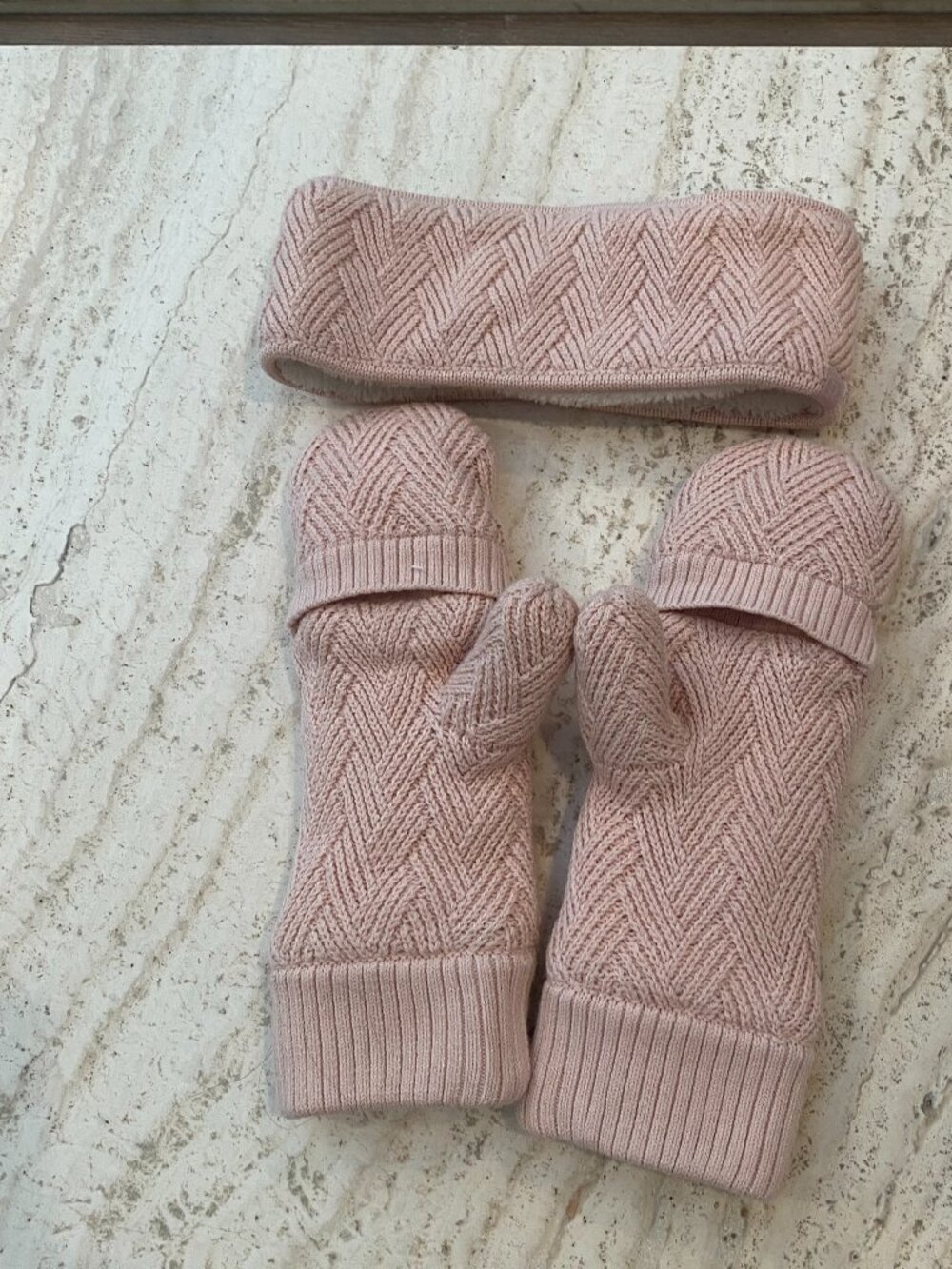 Lululemon Peach mittens and headband